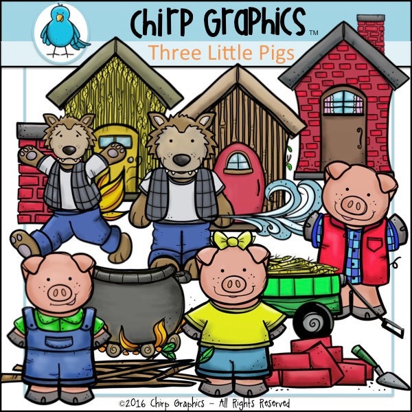 Three Little Pigs Clip Art Set - Chirp Graphics - Etsy