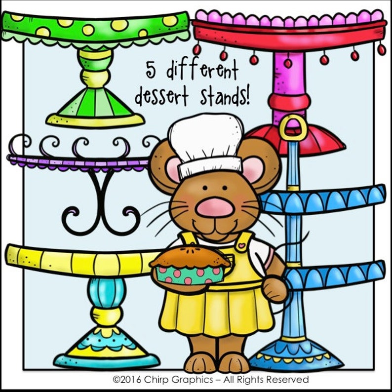 Dessert and Cake Stands Clip Art Set Chirp Graphics