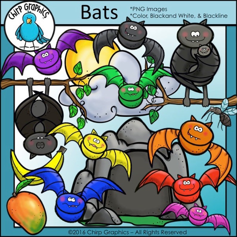 Bats Clip Art Set Chirp Graphics image 1