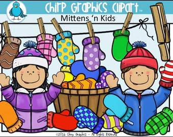 Mittens 'n Kids Winter Clip Art Set - Chirp Graphics