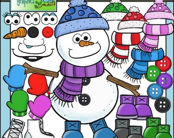 Make a Snowman Clip Art Set - Chirp Graphics