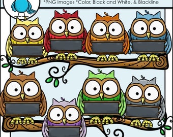 Owl Labels Clip Art Set - Chirp Graphics