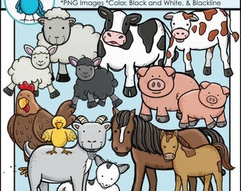Farm Animals Moms and Babies Clip Art Set - Chirp Graphics