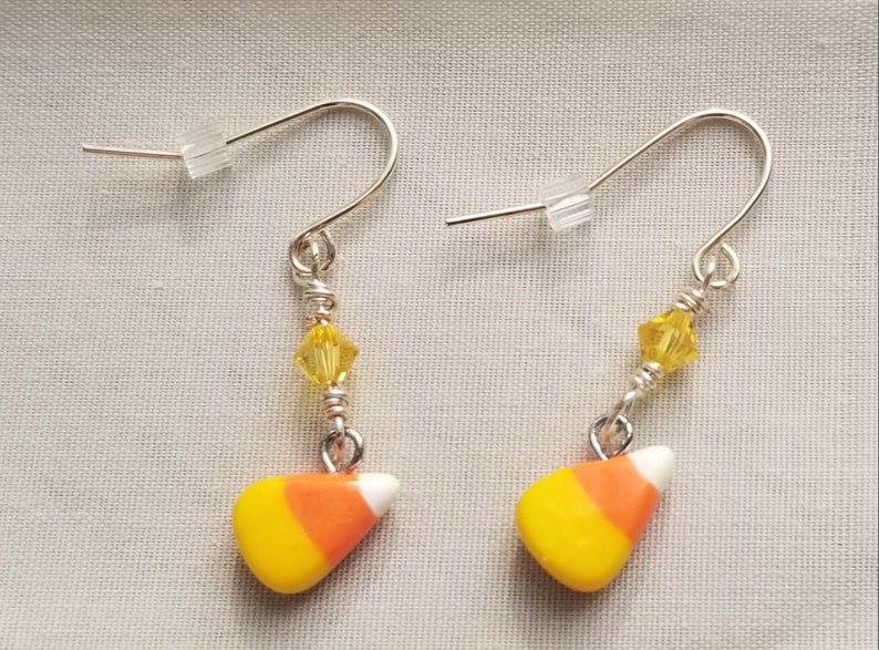 Candy Corn Earrings Halloween Earrings Polymer Clay Dangle Etsy
