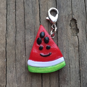 Smiling watermelon charm - Summer Charm - necklace charm - Kawaii - polymer clay charm