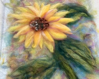 One of a kind woolPainting Sunflower