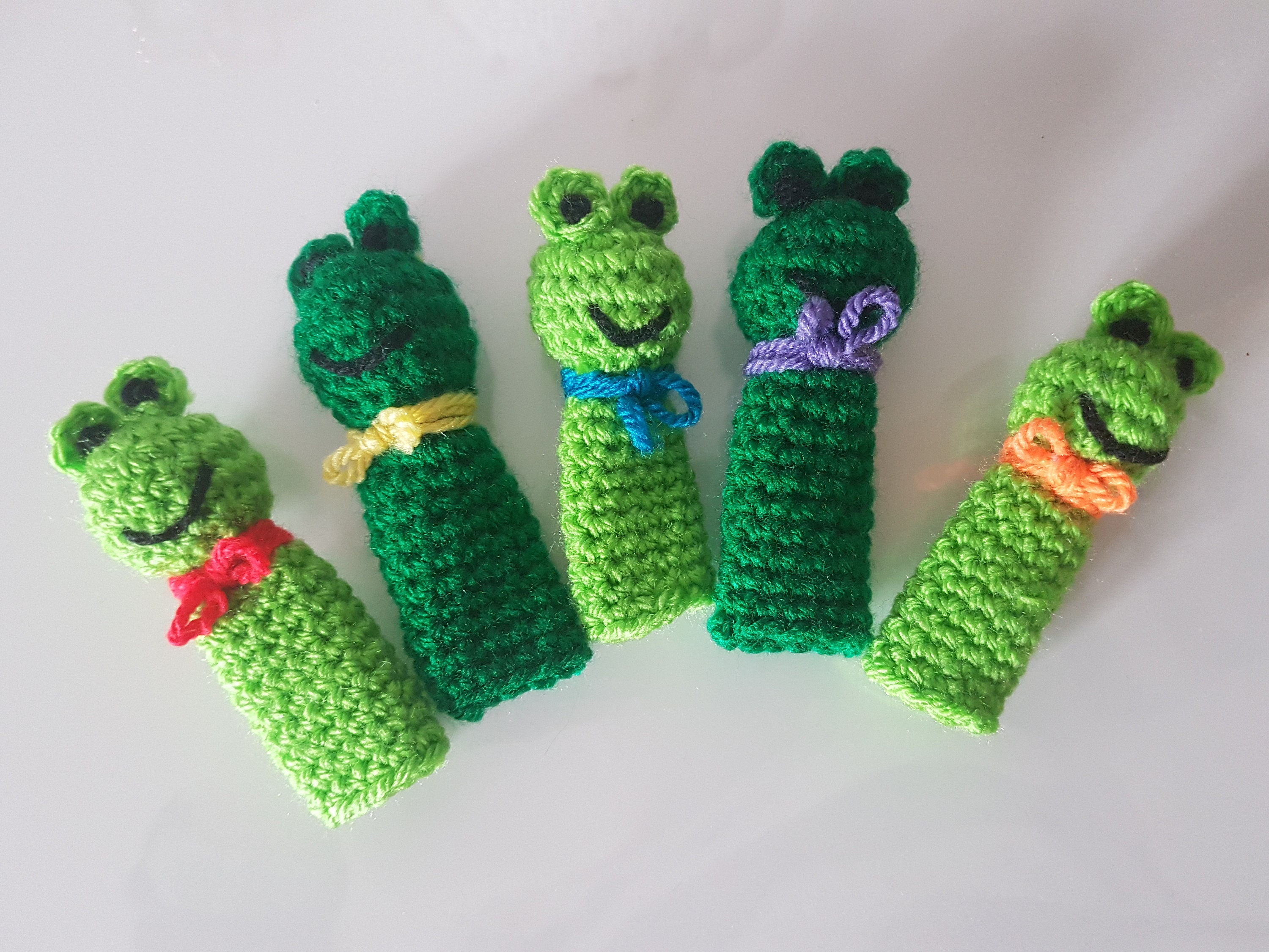 Frog Finger Puppets 5 Little Speckled Frogs handmade crochet Etsy