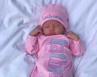 personalized baby gowns and hats