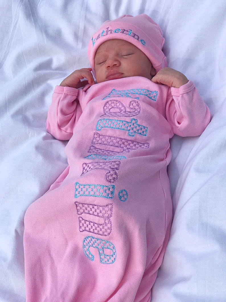 Baby Clothing Baby Gown Baby Girl Name Infant Gown Etsy