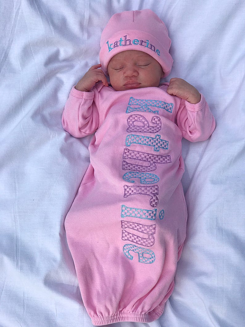 Baby Clothing Baby Gown Baby Girl Name Infant Gown Etsy