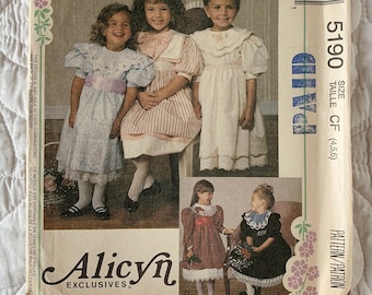 Flower Girl Dress with Lace Collar Patterns - NEW UNCUT McCalls 5190 - Child Size 4-6 - 90s Girls Special Occasion Dresses