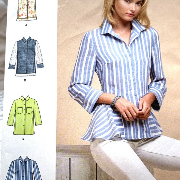 Misses Button Down Blouse Patterns - Misses Sizes 6-14 or 14-22 - Simplicity 8297 - Simplicity Blouse Patterns with Variations - New Uncut