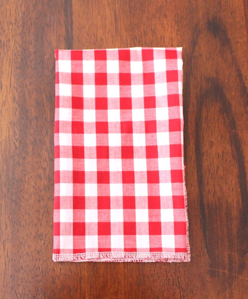 13X21 Smaller Laps Red and White Gingham Red White Checkered Napkins Thin Fabric Set of 4 Cloth Picnic Napkins