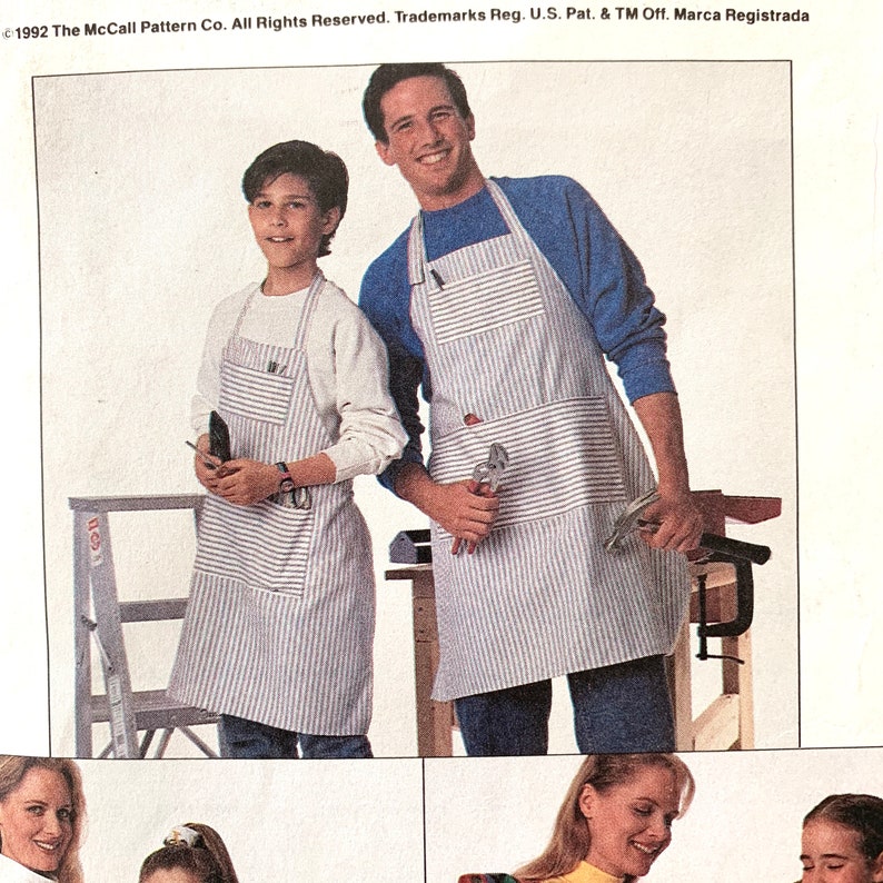 Smock and Apron Patterns Kids and Adult Size Mccalls 6214 Patterns for