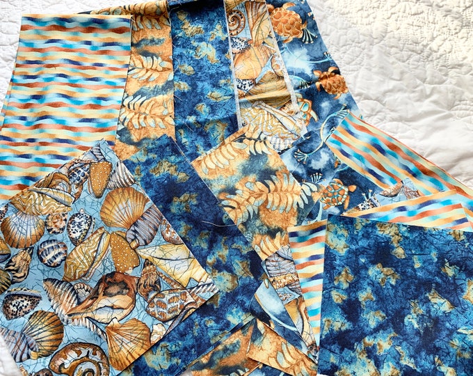 Ocean Theme Fabric Remnants Sea Turtles Quilting Cotton Etsy