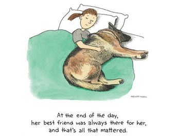 German Shepherd Art, Cheer Up Gift, Veterinarian Gift, German Shepherd Mom, Pet Sympathy Gift, Feminist Poster, Cubicle Decor