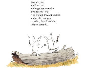 Bunny Rabbit Friendship Print: Woodland Animal Art