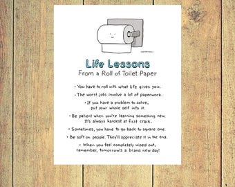 Funny Bathroom Signs, Quotes About Life,Toilet Paper Storage,College Student Gift, Cubicle Decor