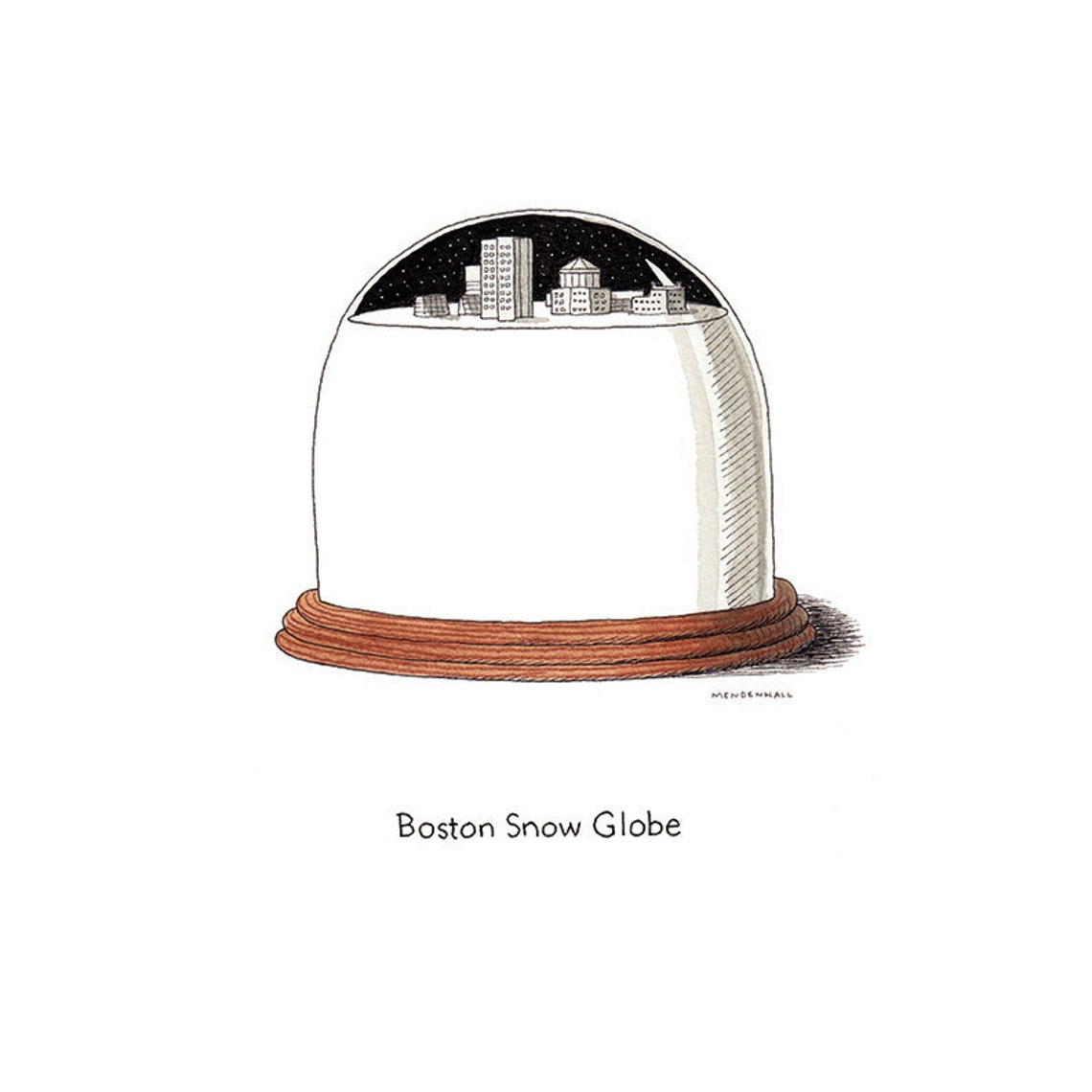 Boston Snow Globe Boston Mass Funny Art Gift Winter Etsy