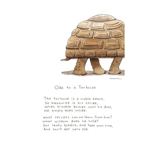 Tortoise Art Print: Whimsical Animal Poem, Kids Room Decor (8x10)