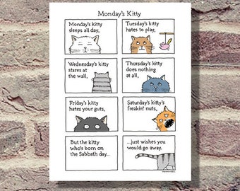 Gato, Cat gifts for Women, Cat Poster, Cat Themed Gifts, Veterinarian Gift, grumpy cat, White Elephant Gifts, Funny Bathroom Art