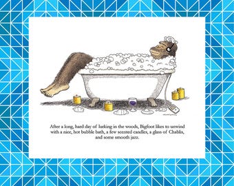 Cryptozoology, Trending Now, Bigfoot Art Print,Funny Bathroom Signs