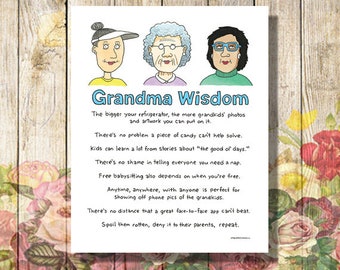 Quirky Prints, New Grandma Gift, Funny Bathroom Signs, 80th Birthday Gift, Feminist Poster