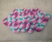 Set of 4 colorful crochet washcloths