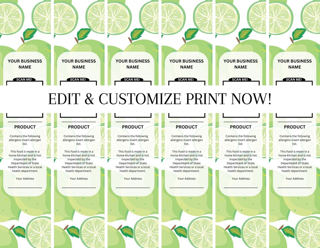 Lime Dessert Label Template: Mini Cake Pan Packaging (canva Editable ...