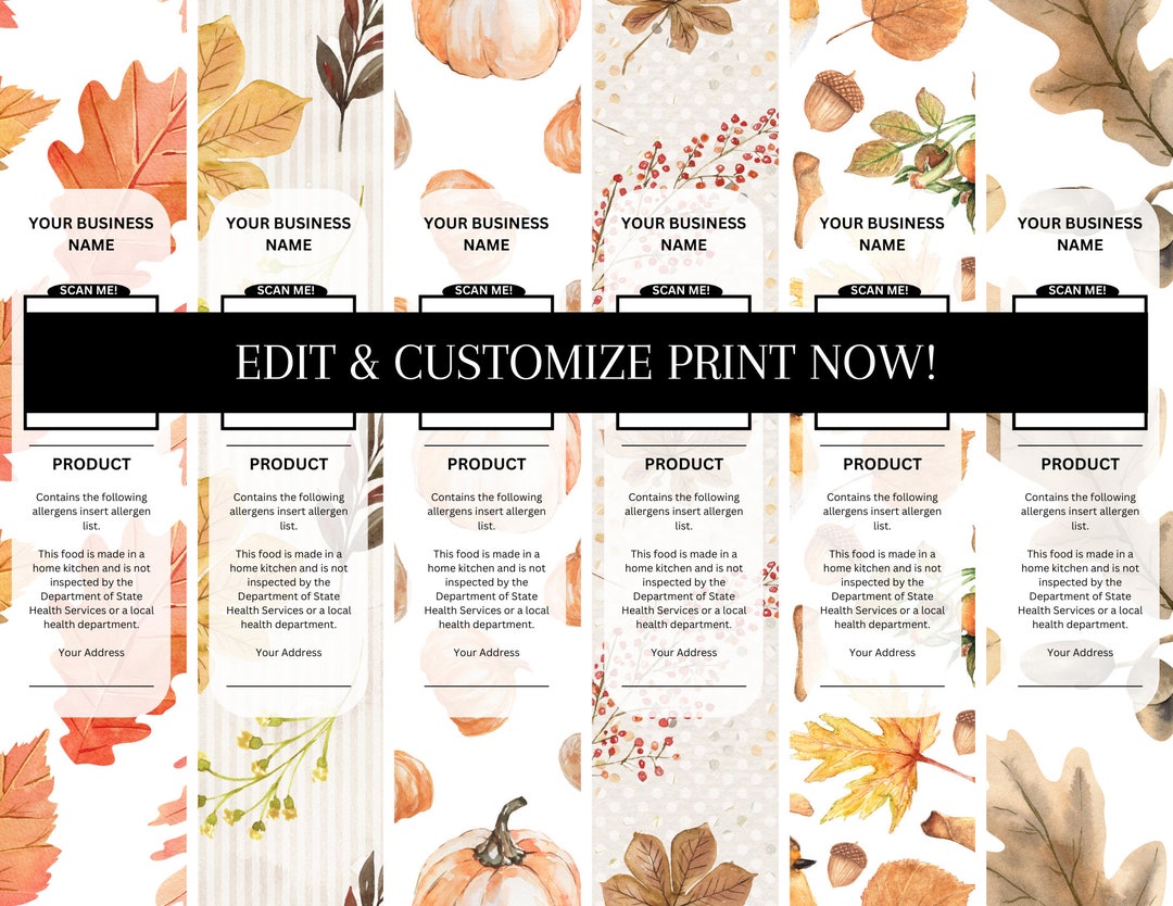 Fall Dessert Label Template | Editable Mini Cake Packaging (digital ...