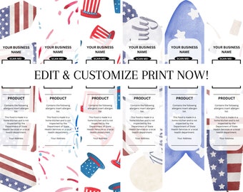 Fourth of July Dessert Label: Editable Mini Cake Pan Template (Digital Download)