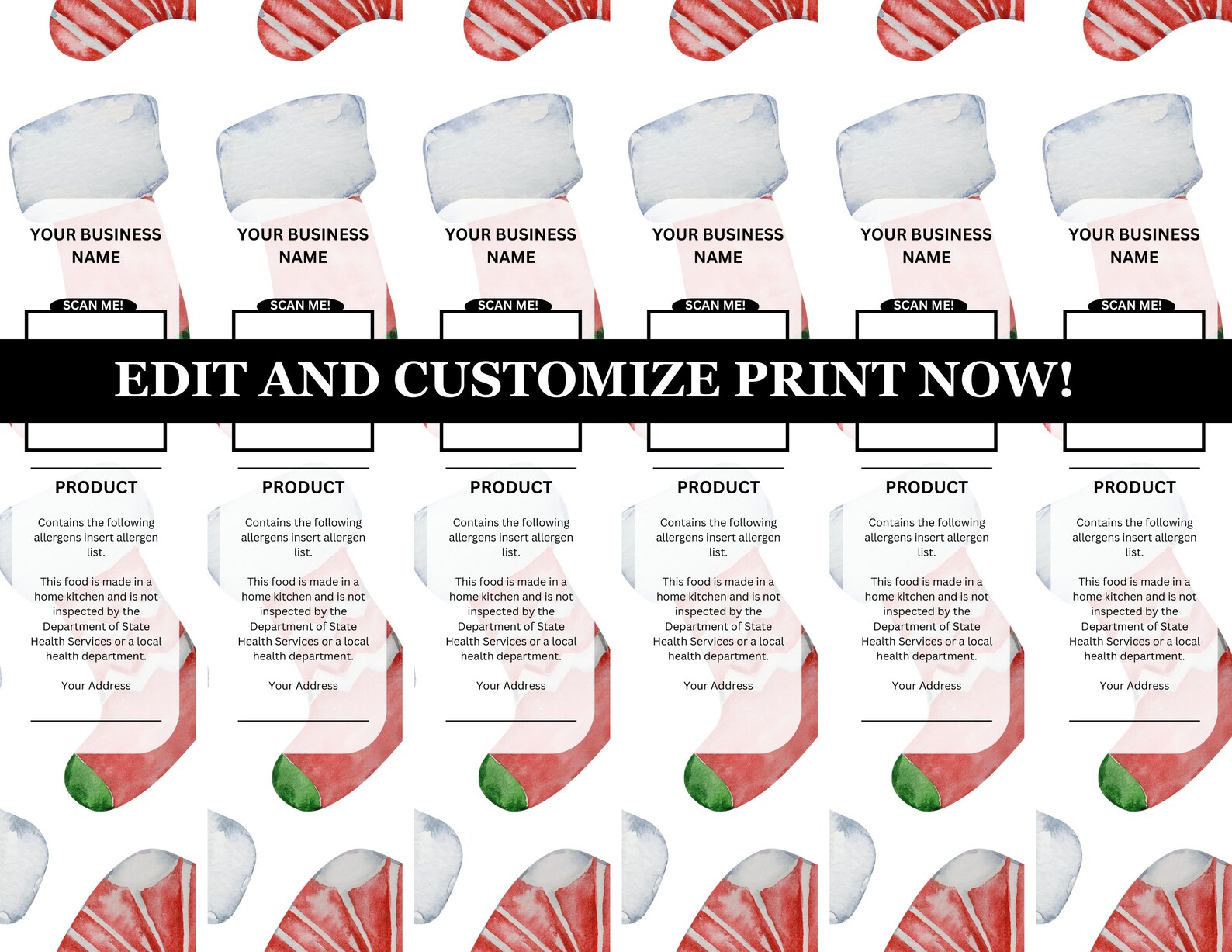 Holiday Dessert Label Template | Mini Cake Packaging (digital Download ...
