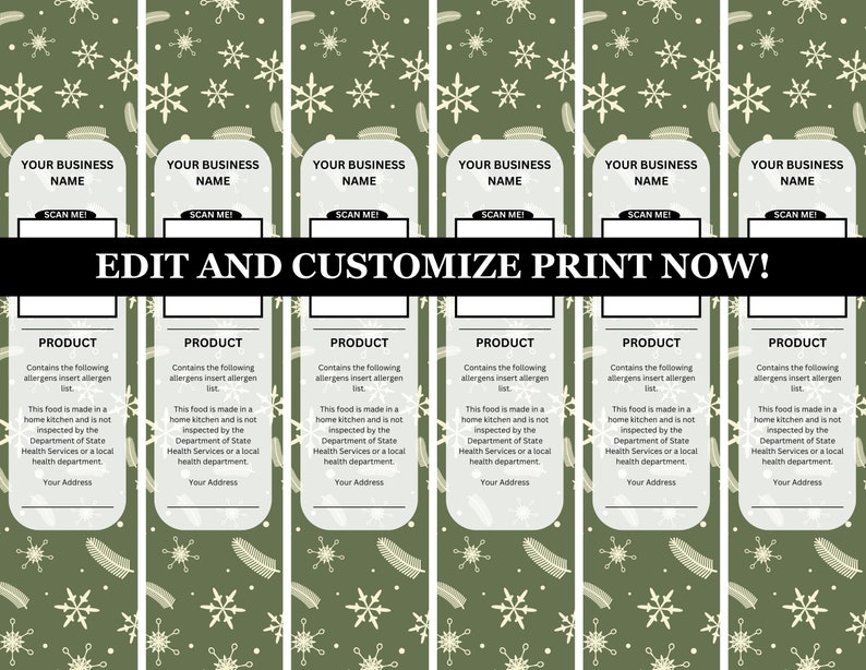 Holiday Dessert Label Template | Mini Cake Packaging (digital Download ...