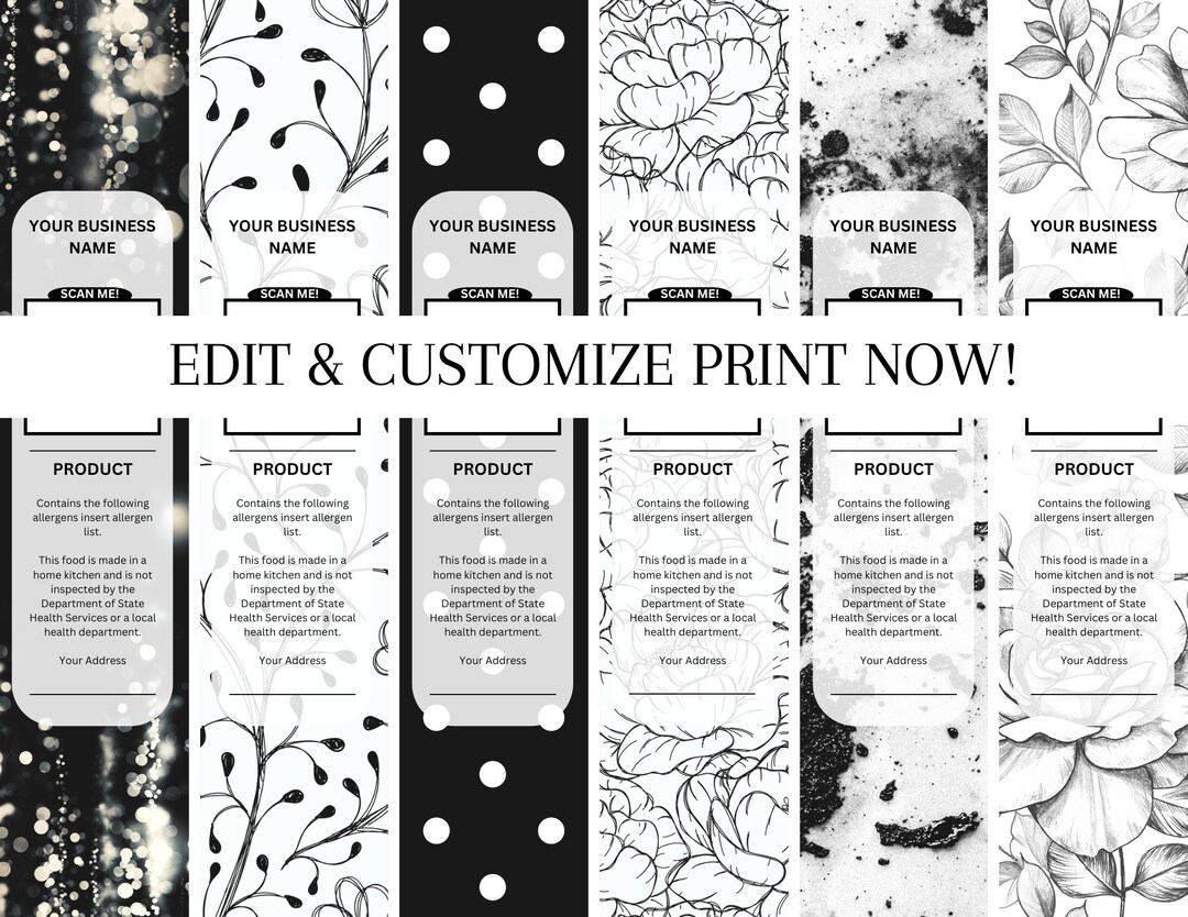 Black & White Dessert Label Template: Mini Cake Pan Packaging (digital ...
