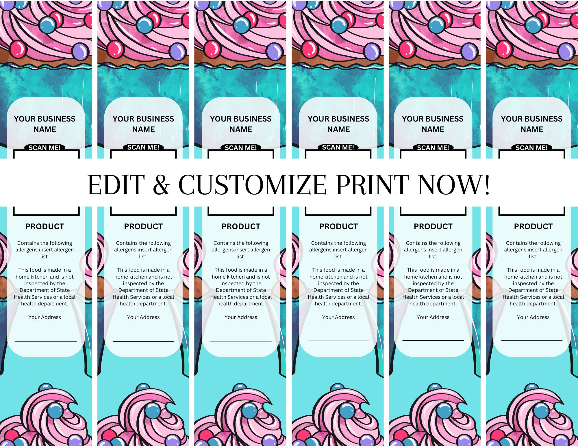 Editable Mini Cake Tin Label Template: Printable Dessert Packaging ...