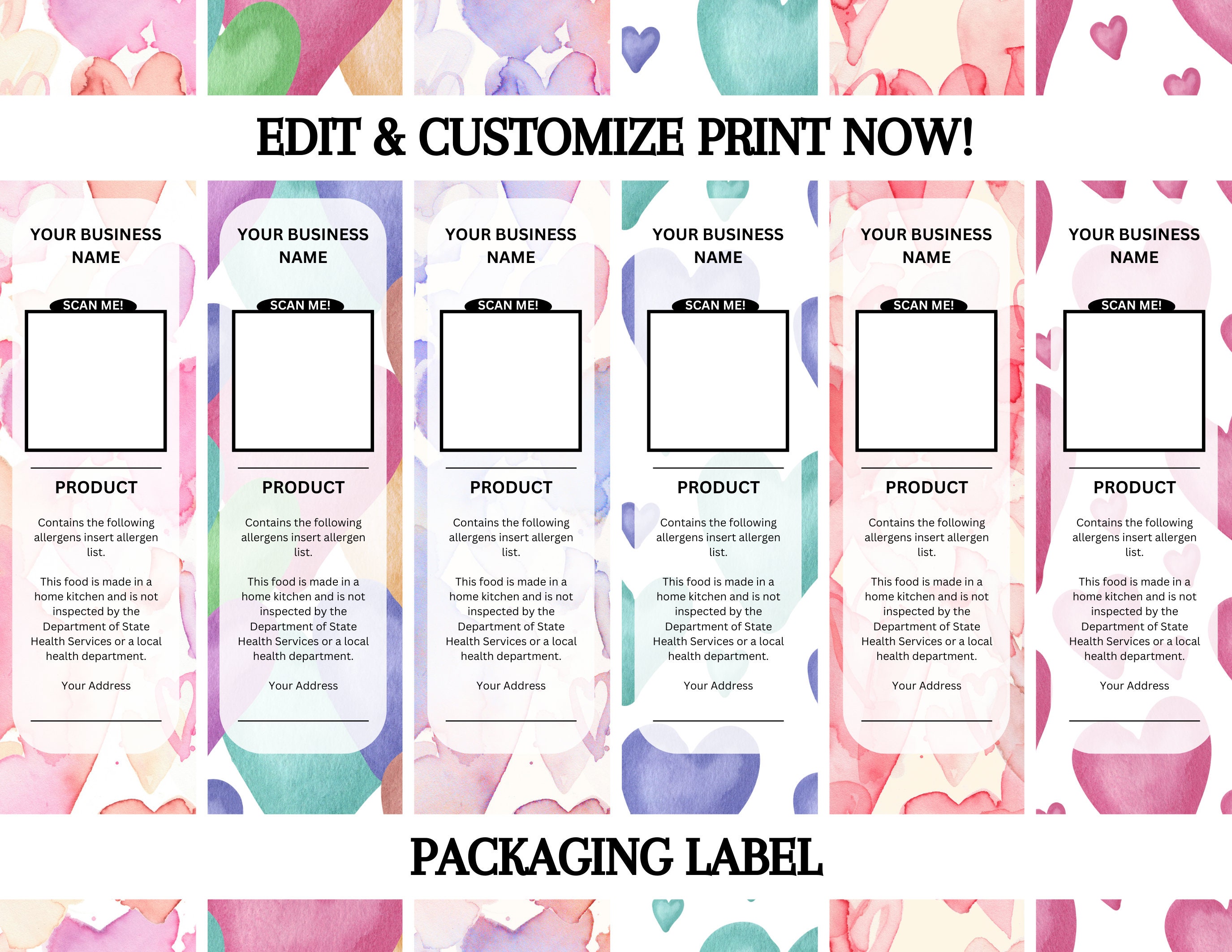 Heart Packaging Labels L Cottage Dessert Label L Cake Pan Dessert Label ...