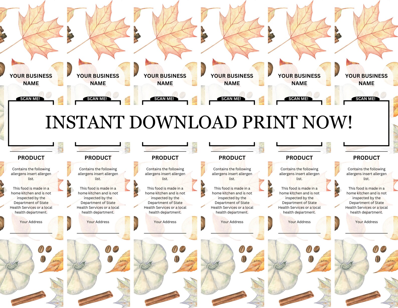 Fall Dessert Label Template: Mini Cake & Loaf Pan Packaging (digital ...