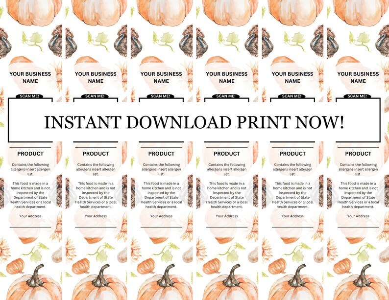 Fall Dessert Label Template: Mini Cake & Loaf Pan Packaging (digital ...