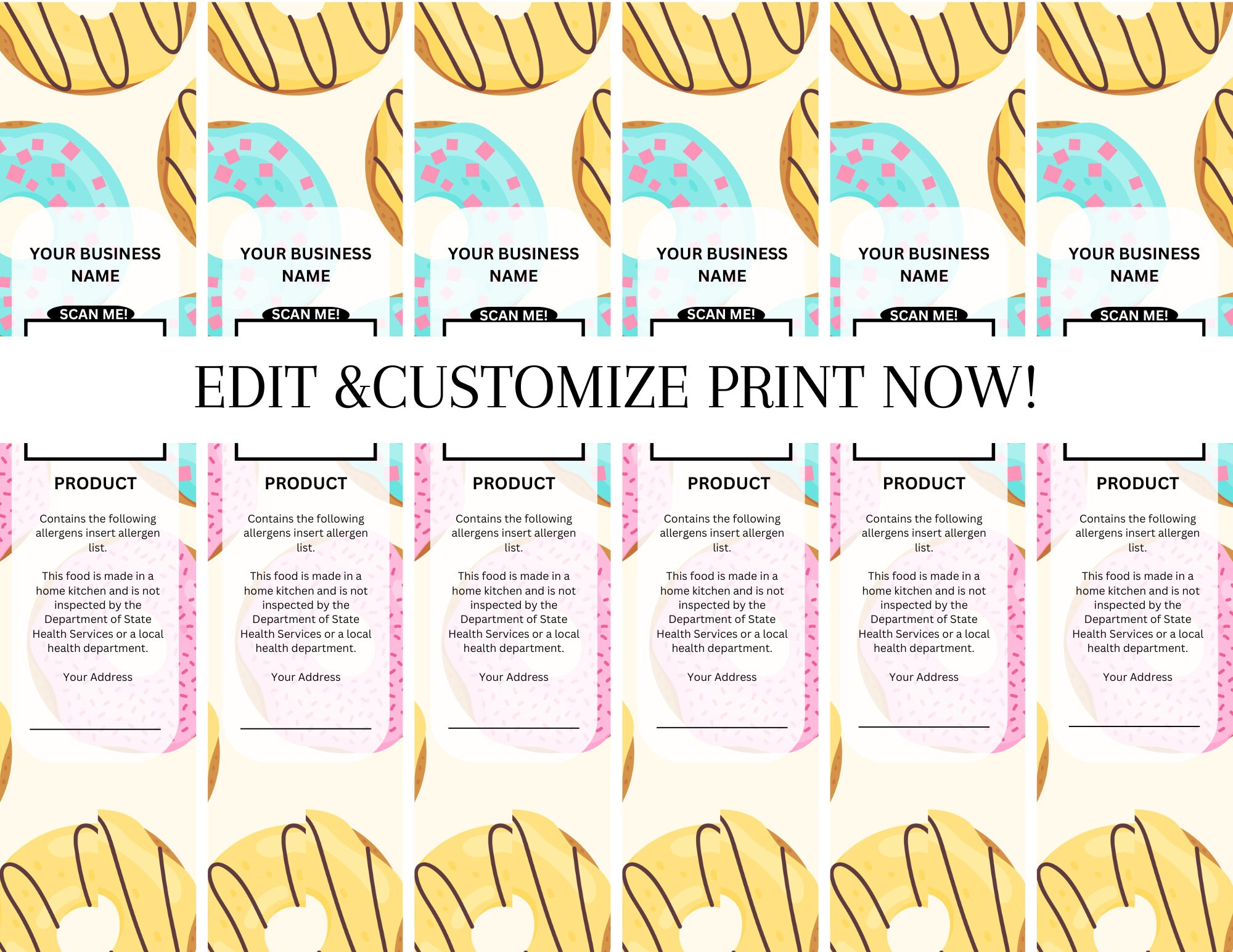 Mini Cake Tin Label | Editable Dessert Packaging Template (canva ...