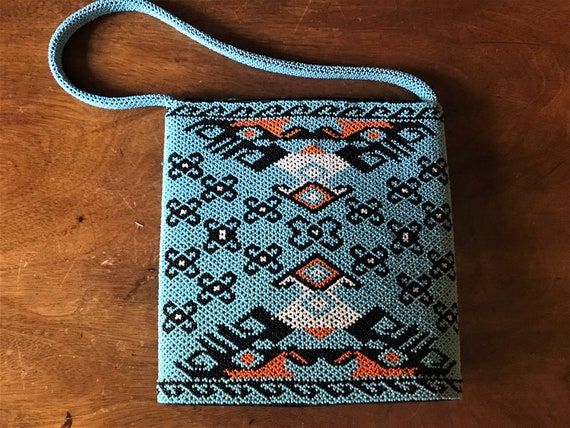 Beaded Zulu Handbag, African Hand Beaded Large Pu… - image 4