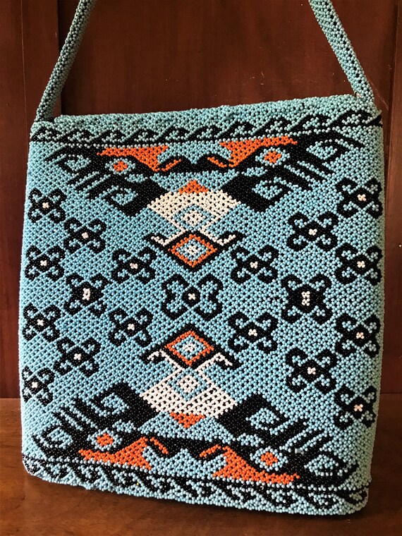 Beaded Zulu Handbag, African Hand Beaded Large Pu… - image 3