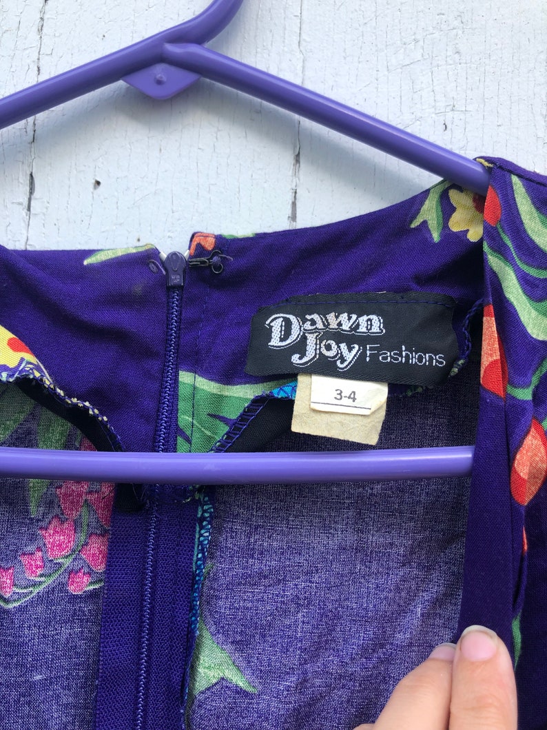 Vintage 90s dawn joy fashion purple floral dress gold belt floral 1990s G