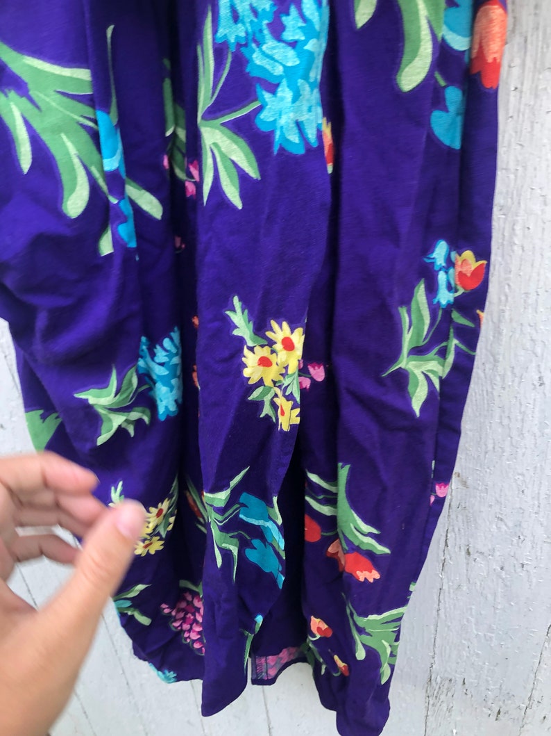 Vintage 90s dawn joy fashion purple floral dress gold belt floral 1990s G