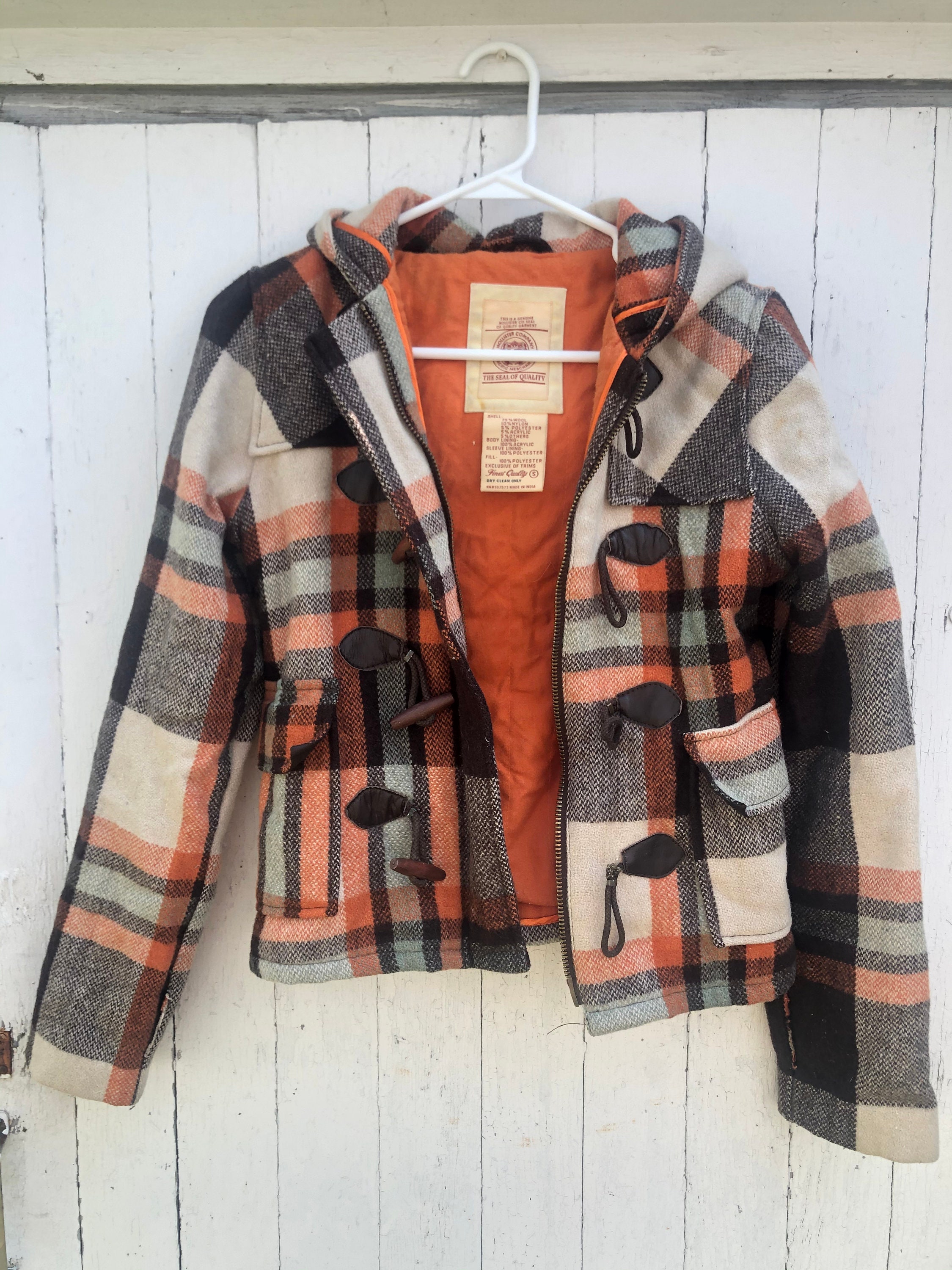 Vintage 1970s Style Hollister Orange Brown Plaid Jacket 70s Retro Groovy  Cute Retro Cozy BIN11 -  Canada