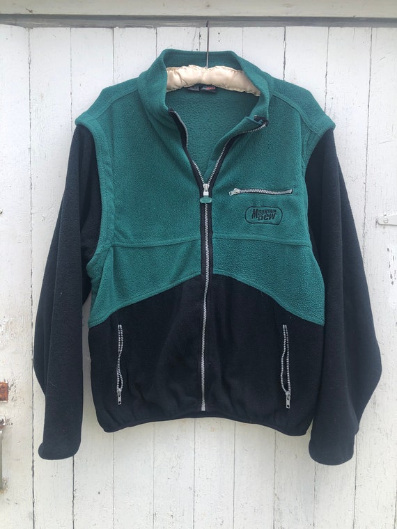 Vintage 90s Y2K Mountain Dew fleece Sherpa jacket… - image 1