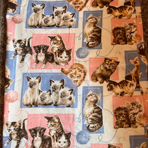 Floral Kitten Cat Pattern Print Blanket main image 1