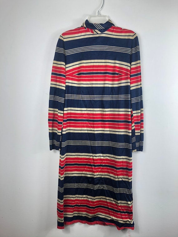 Vintage 1960s dress midi length red cream blue mo… - image 1