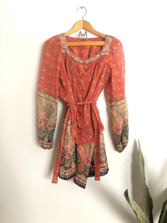 Orange Boho Style Vintage Skirt