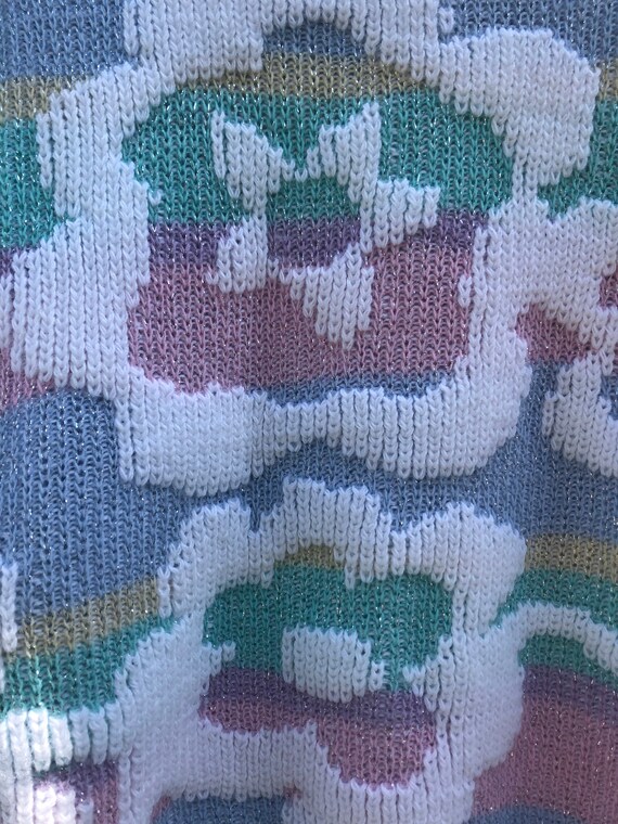 Vintage sparkle 90s pastel kawaii sweater flower … - image 2