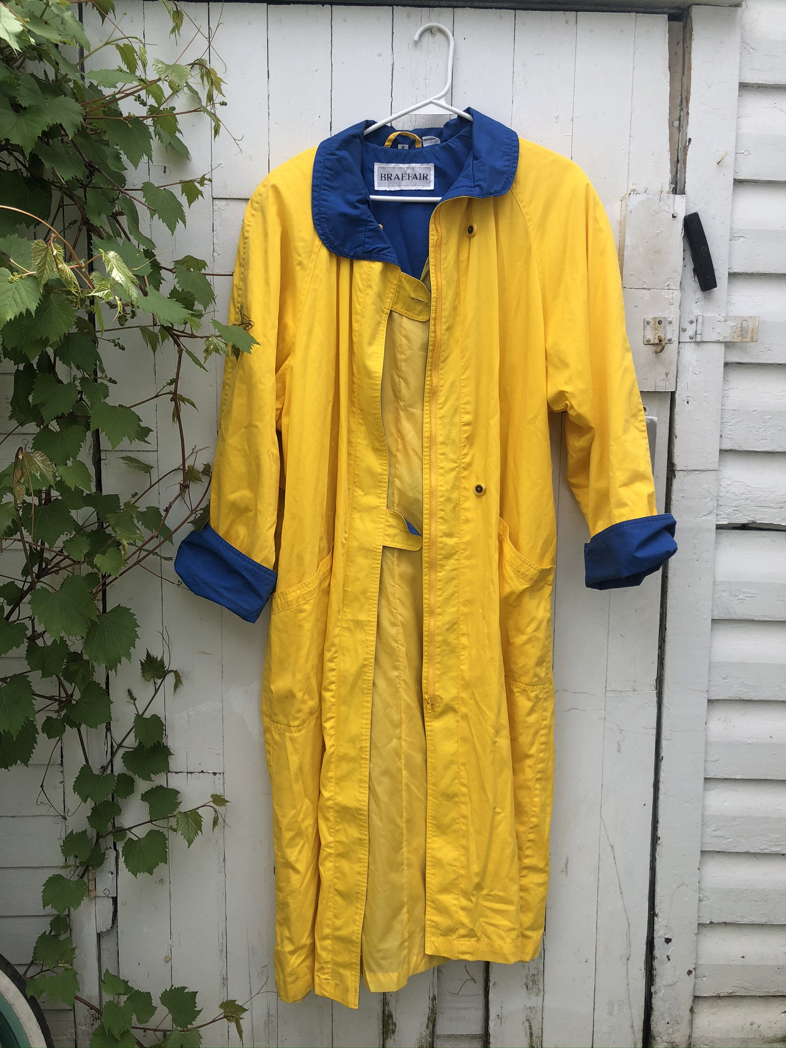 Vintage 90s 1990s Yellow Long Trench Coat Harriet the Spy Jacket